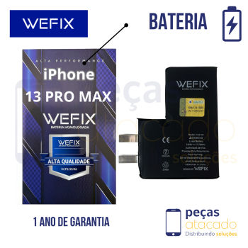 BA-0734 BATERIA WEFIX IPHONE 13 PRO MAX (A2643) ANATEL (SEM FLEX) (1 ANO DE GARANTIA)