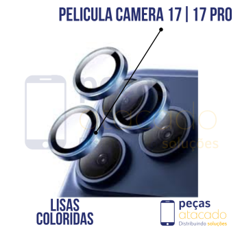 PELICULA CAMERA IPHONE 17 | 17 PRO | 17 PRO MAX LISA COLORIDAS (KIT)
