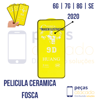 P-0435 PELICULA IPHONE 6G | 7G | 8G | SE 2020 CERAMICA FOSCA PRETA
