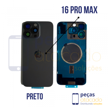 TAMPA TRASEIRA IPHONE 16 PRO MAX PRETO COMPLETO