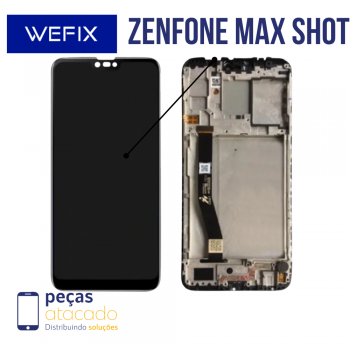 S-0493 FRONTAL ASUS ZENFONE MAX SHOT (ZB634KL) COM ARO PRETO WEFIX IPS