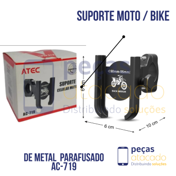 SUPORTE DE CELULAR PARA MOTO ATEC EM METAL  (AC-719)