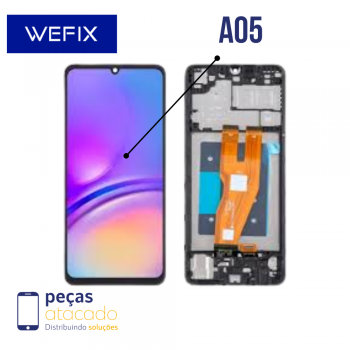 S-0119 FRONTAL SAMSUNG A05 (A055) COM ARO PRETO WEFIX IPS