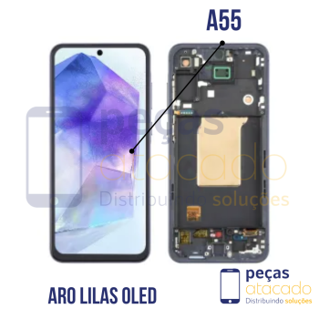 S-1129 FRONTAL SAMSUNG A55 COM ARO LILAS ORIGINAL CHINA OLED