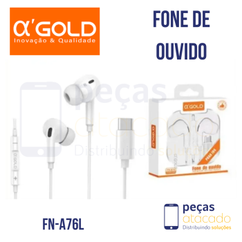 FONE DE OUVIDO A'GOLD COM FIO TIPO C (FN-A76L)