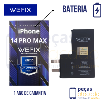 BA-0103 BATERIA WEFIX IPHONE 14 PRO MAX (A2894) ANATEL (SEM FLEX) (1 ANO DE GARANTIA)