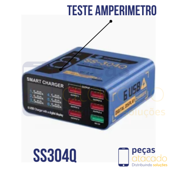 TESTE AMPERÍMETRO CARREGADOR  DE BANCADA USB FAST CHARGE QUICK CHARGE 3.0 SUNSHINE (SS304Q)