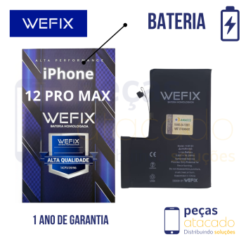 BA-0209  BATERIA WEFIX IPHONE 12 PRO MAX (A2342) ANATEL GENUINA (NAO PRECISA TROCAR EPROM) (1 ANO DE GARANTIA)
