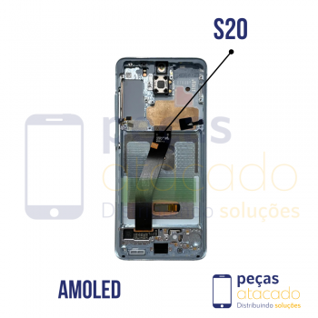 S-0808 FRONTAL SAMSUNG S20 (SM-980) COM ARO PRATA ORIGINAL NACIONAL AMOLED