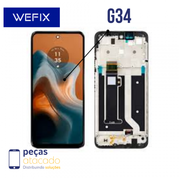 S-0081 FRONTAL MOTOROLA MOTO G34 (XT2363) COM ARO PRETO WEFIX IPS