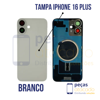 N-0241 TAMPA TRASEIRA COM SUPORTE E IMÃ IPHONE 16 PLUS (A3290) BRANCO ORIGINAL