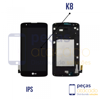 S-0067 FRONTAL LG K8 (K350DS) COM ARO PRETA ORIGINAL CHINA IPS