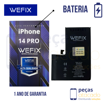 BA-0214 BATERIA WEFIX IPHONE 14 PRO (A2650) ANATEL GENUINA (NAO PRECISA TROCAR EPROM) (1 ANO DE GARANTIA)