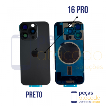 TAMPA TRASEIRA IPHONE 16 PRO PRETO COMPLETO