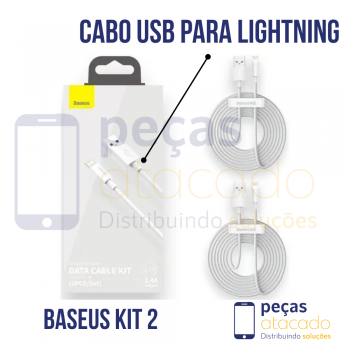 KIT BASEUS COM DOIS CABO USB PARA LIGHTNING 2.4A PD 20W