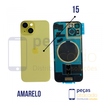 TAMPA TRASEIRA IPHONE 15 AMARELO COMPLETO