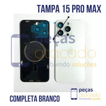 N-0085 TAMPA TRASEIRA COM SUPORTE E IMÃ IPHONE 15 PRO MAX TITÂNIO BRANCO