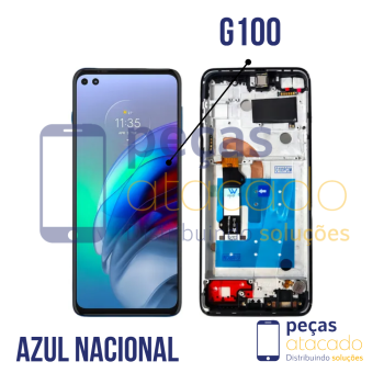 FRONTAL MOTOROLA MOTO G100 (XT-2125) COM ARO AZUL NACIONAL
