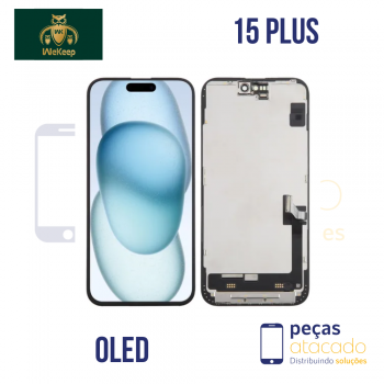 S-0978 FRONTAL IPHONE 15 PLUS PRETO SEM ARO WE KEEP OLED
