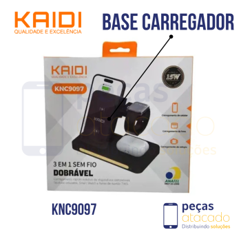 BASE CARREGADOR DE INDUÇÃO 3 EM 1 KAIDI (KNC9097)
