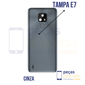 TAMPA TRASEIRA MOTOROLA E7 CINZA
