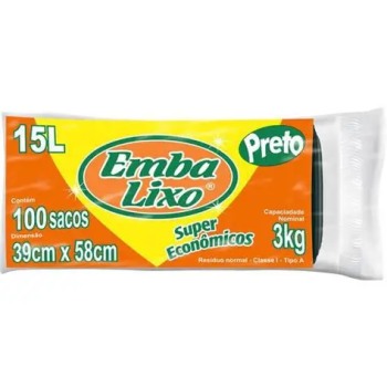 Saco de lixo 15l Embalixo 100 unidades