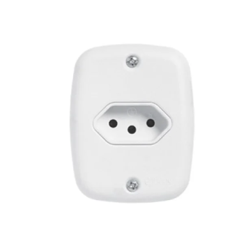 Tomada 10A sobrepor 2P+T siples branco Pluzie