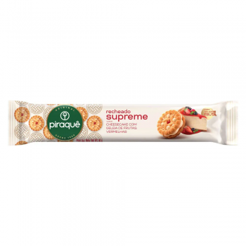 Biscoito Piraque 80g Cheesecake Geleia de Frutas Vermelhas Supreme recheado