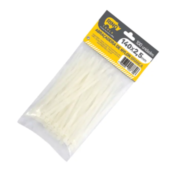 Abraçadeiras 2,5x140 nylon Rino 100 unidades branco