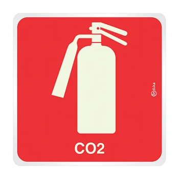 Placa PVC CO2 extintor BOM-7527 14x14cm