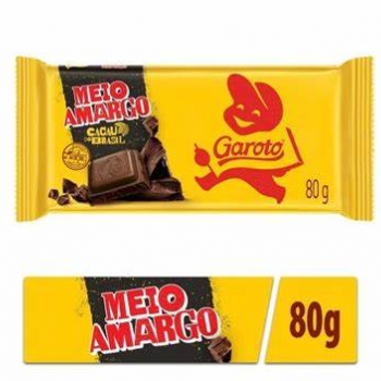 Barra chocolate Meio Amargo 40% Garoto 80g