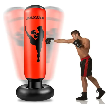 Saco De Pancada Inflável Boxe Para Treinos Vermelho 160cm Vermelho