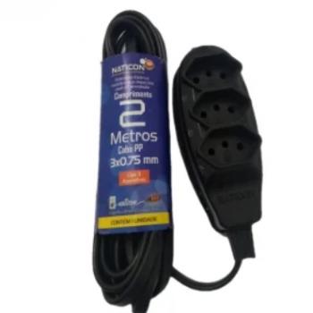 Extensão 2m 3 tomadas 2P+T Naticon