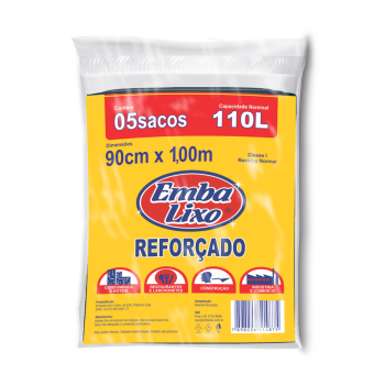 Saco de lixo 110l 90x100cm 5 unidades Embalixo