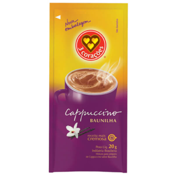 Café 20g cappuccino 3 corações Baunilha sache
