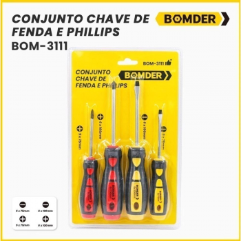 Kit chaves fenda philips 4 peças BOM-3111 BOMVINK