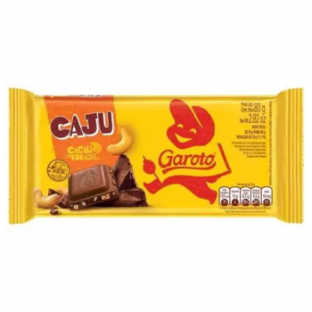 Barra chocolate Caju Garoto 80g