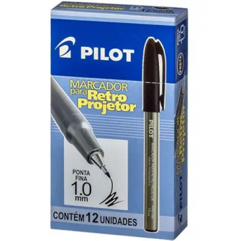 Marcador retroprojetor preto Pilot 1mm permanente DVD