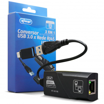 Adaptador placa USB LAN rede 3.0 1000Mbps Gigabit KP-AD106 KNUP