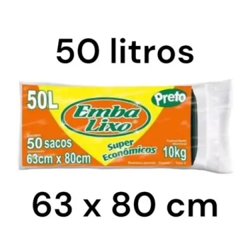 Saco de lixo 50l 63x80cm 20 unidades Embalixo