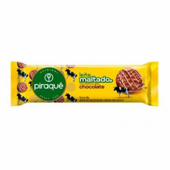 Biscoito Piraque 80g Leite Maltado Cobertura Chocolate