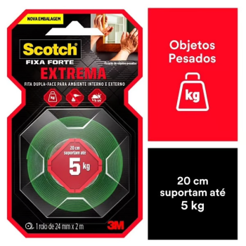Fita dupla face 24mmx200cm FFTE 3M transparente 5Kg Extrema Scotch