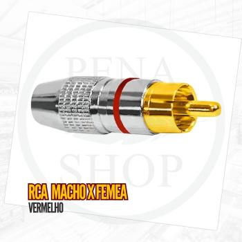 Adaptador audio RCA macho PGRC0013 vermelho