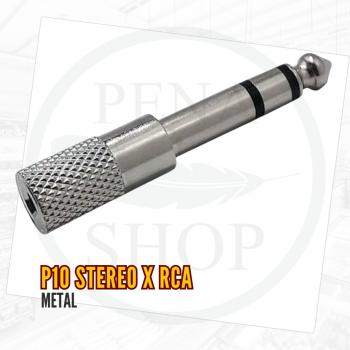 Adaptador audio RCA femea x P10 estereo