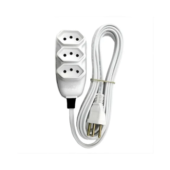 Extensão 3m 2p+T Cabo PP Branca Ilumi Compacta