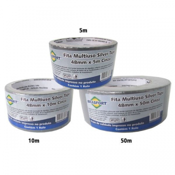 Fita Silver Tape 48mmx5m Brasfort cinza 7547
