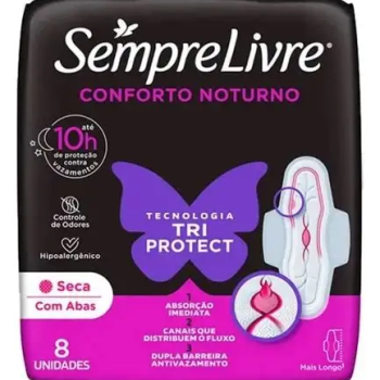Absorvente Sempre Livre 8 unidades Tri Protect 10h seca longo