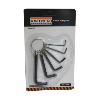 Jogo chaves Allen 6 peças Starfer 1,5 a 6mm