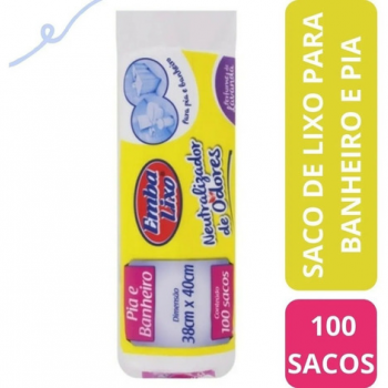 Saco de lixo pia banheiro Embalixo 38x40cm 100 unidades branco