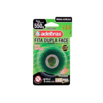 Fita Dupla Face 12mmx2m 0,8mm acrilica Adelbras